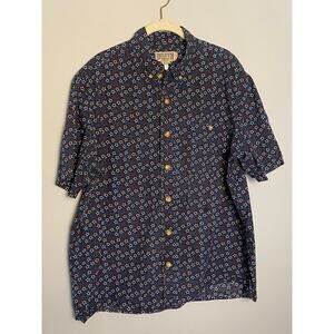 Duluth Trading Red White & Bue Star Short Sleeve Shirt Men's Large 4th July